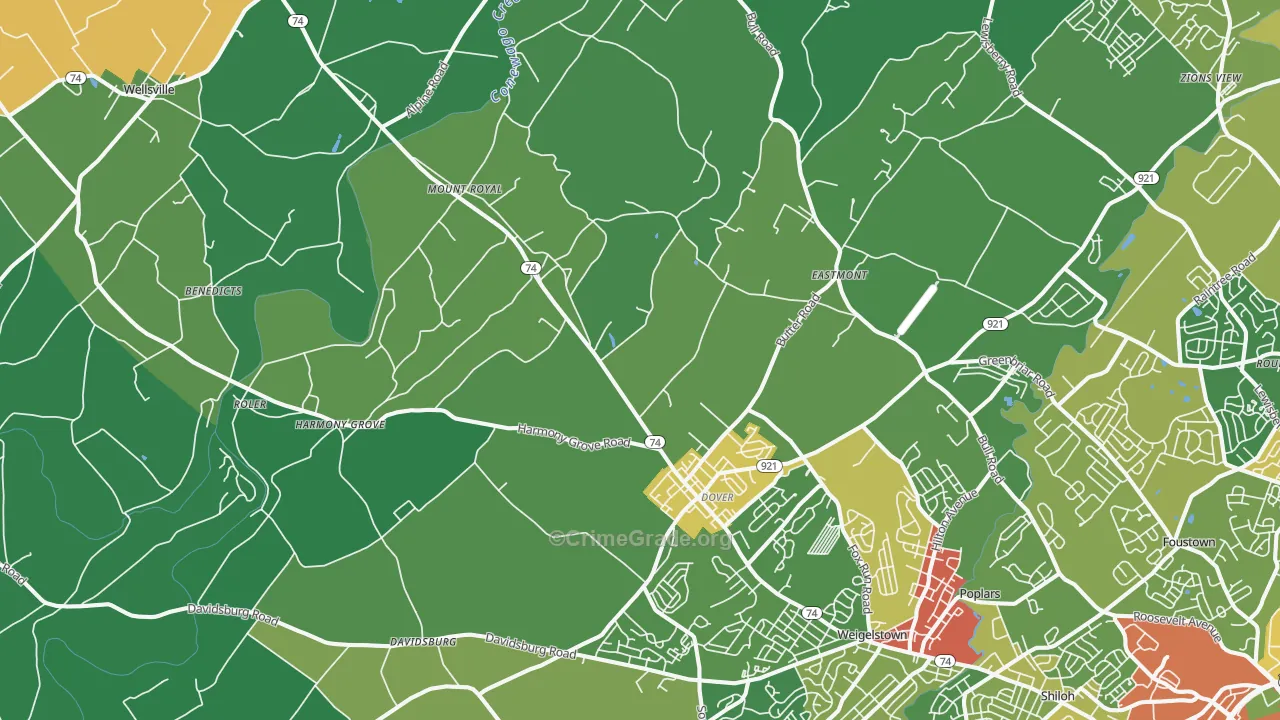 Dover, PA Map of Drug-Related Crime Rates