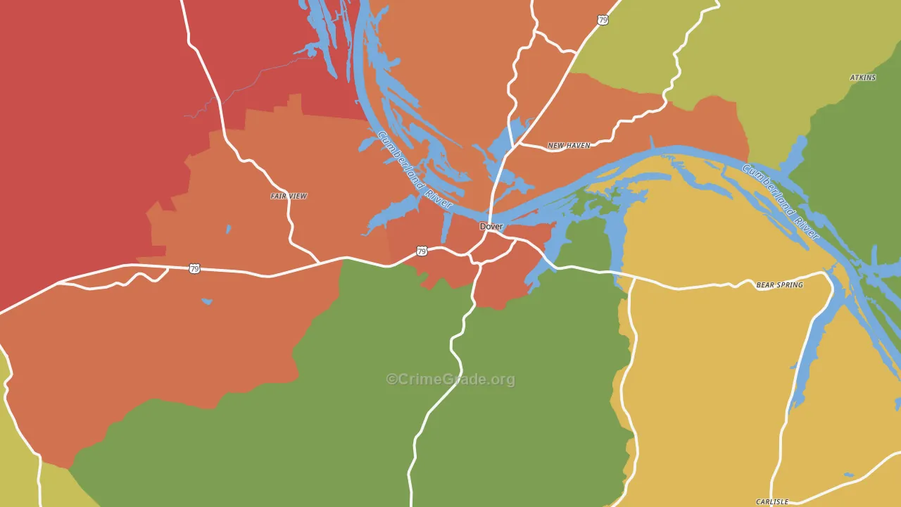 Dover, TN Map of Drug-Related Crime Rates