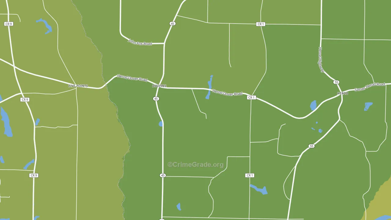 Doverel, GA Map of Drug-Related Crime Rates