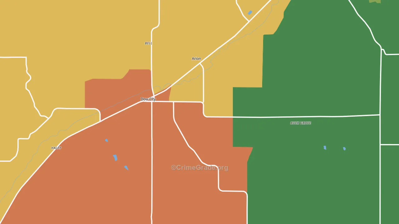 Dow City, IA Map of Drug-Related Crime Rates