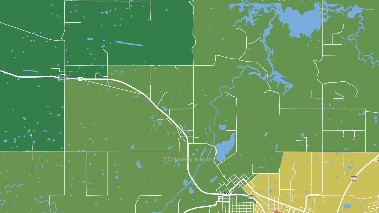Dow, OK Map of Drug-Related Crime Rates