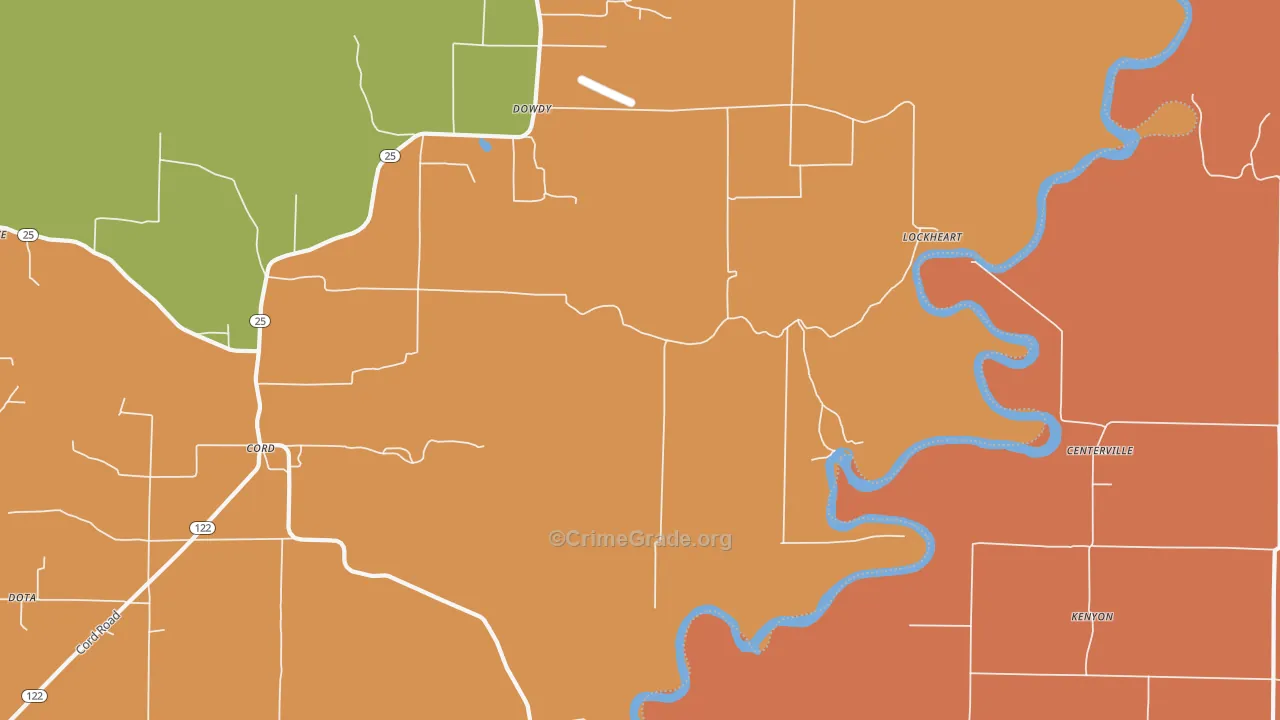 Dowdy, AR Map of Drug-Related Crime Rates