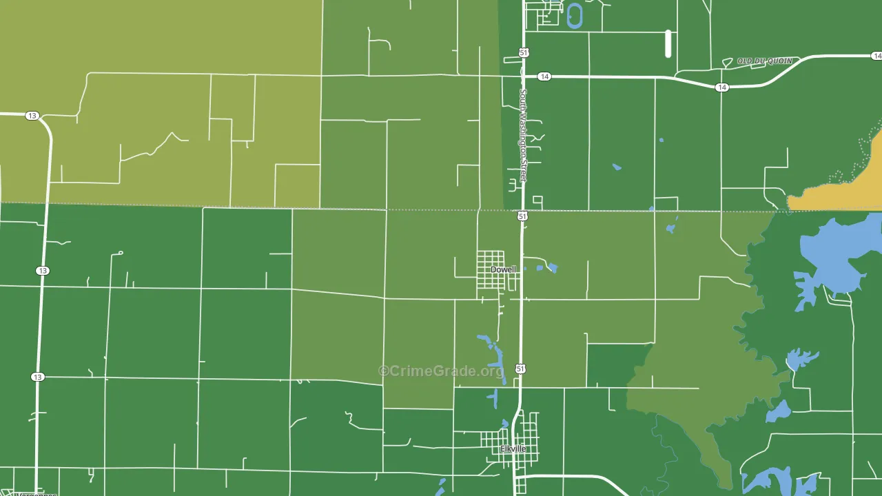 Dowell, IL Map of Drug-Related Crime Rates