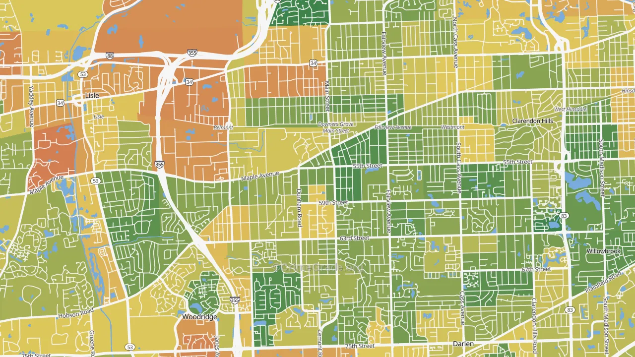 Downers Grove, IL Map of Drug-Related Crime Rates