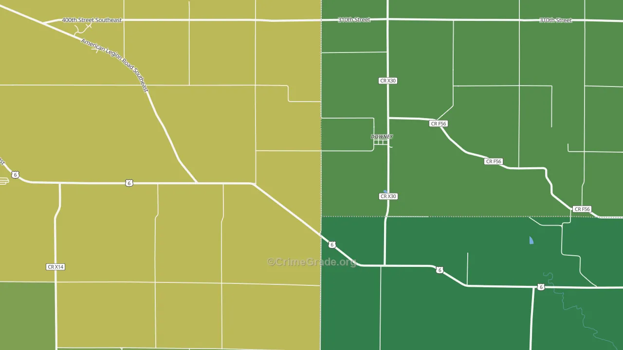 Downey, IA Map of Drug-Related Crime Rates