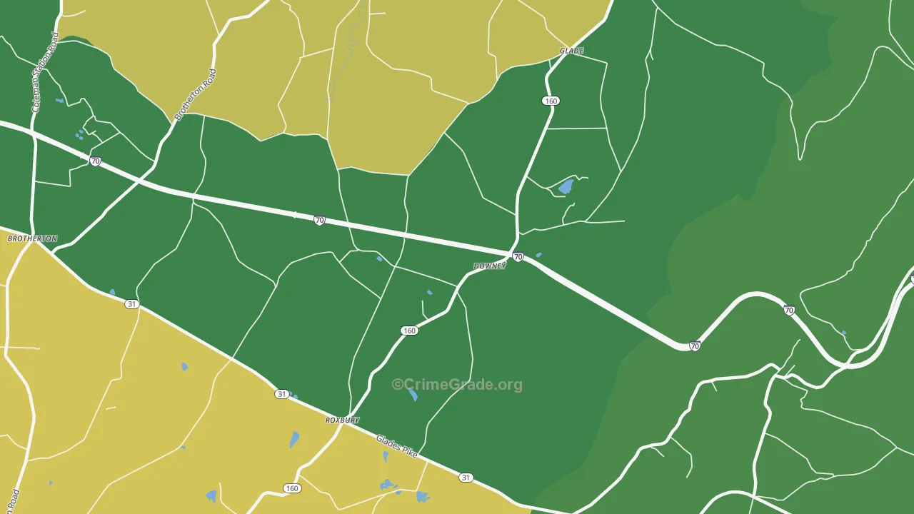Downey, PA Map of Drug-Related Crime Rates