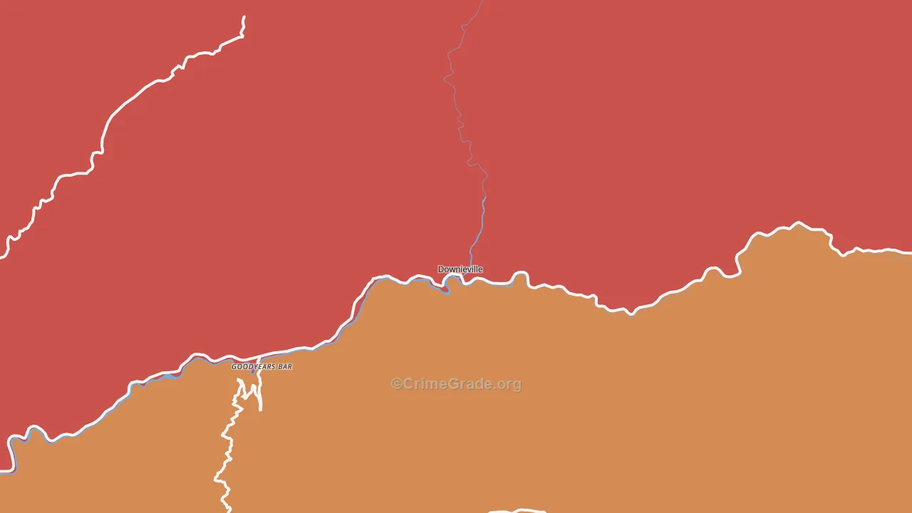 Downieville, CA Map of Drug-Related Crime Rates