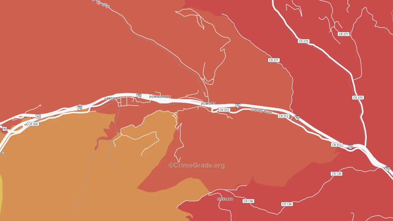 Downieville-Lawson-Dumont, CO Map of Drug-Related Crime Rates