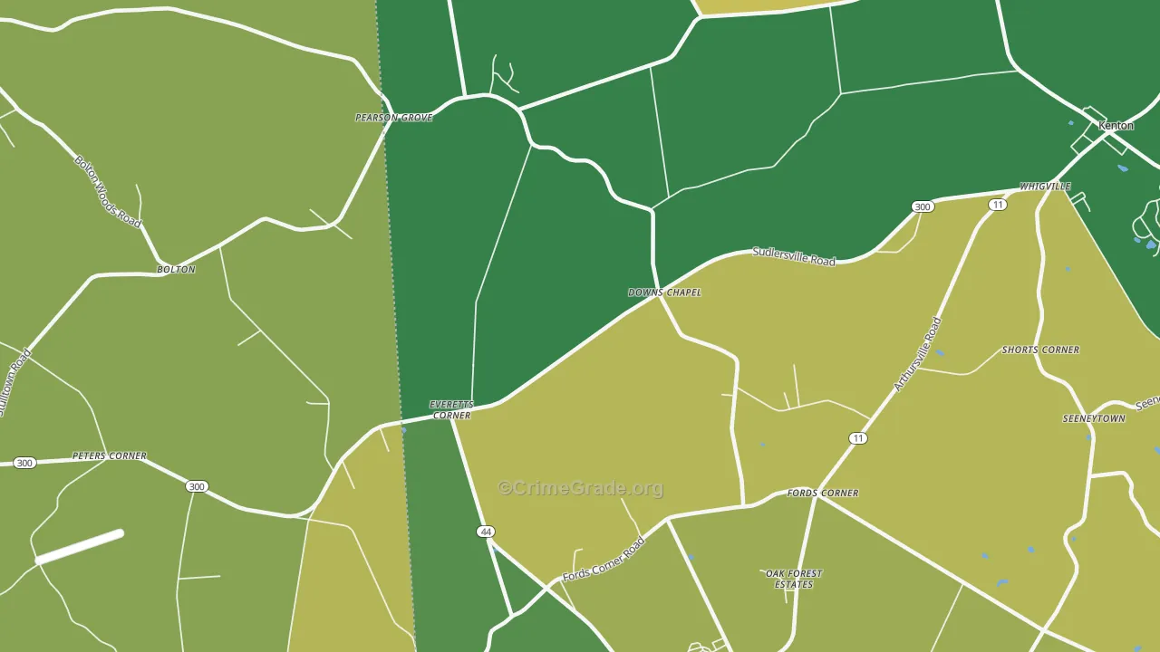 Downs Chapel, DE Map of Drug-Related Crime Rates