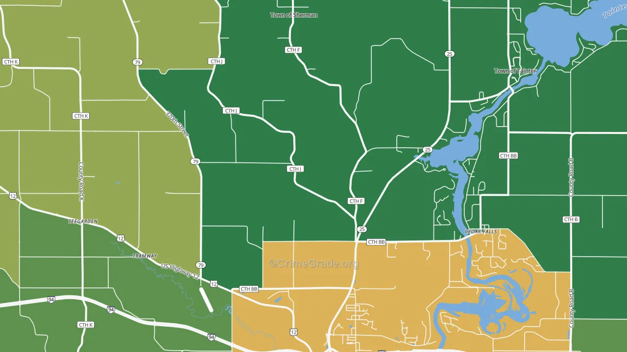 Downsville, WI Map of Drug-Related Crime Rates