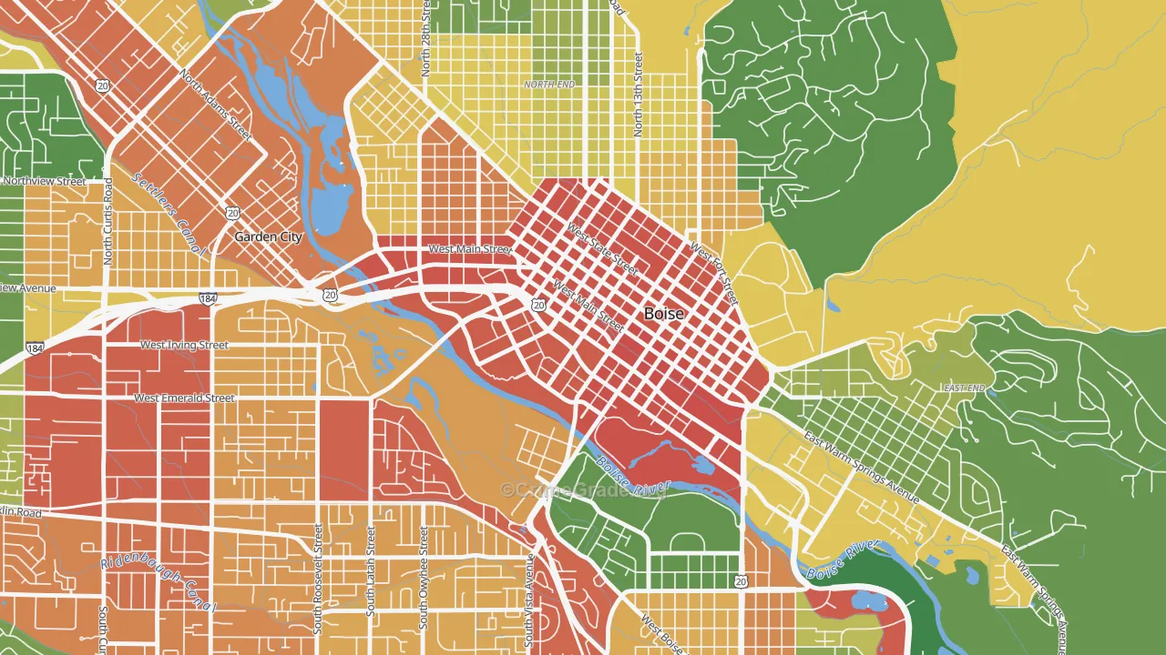 Downtown, Boise, ID Map of Drug-Related Crime Rates