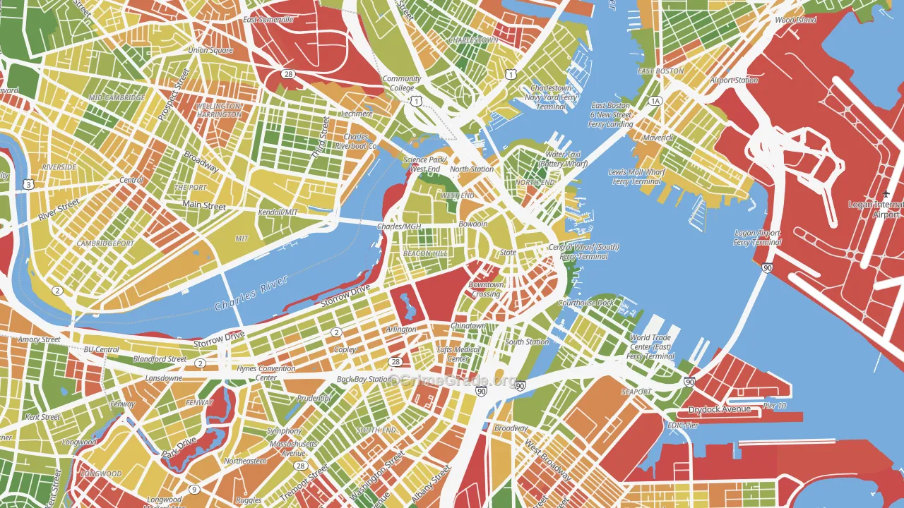 Downtown Crossing, Boston, MA Map of Drug-Related Crime Rates