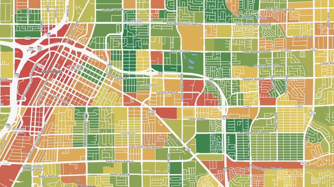 Downtown East, Las Vegas, NV Map of Drug-Related Crime Rates