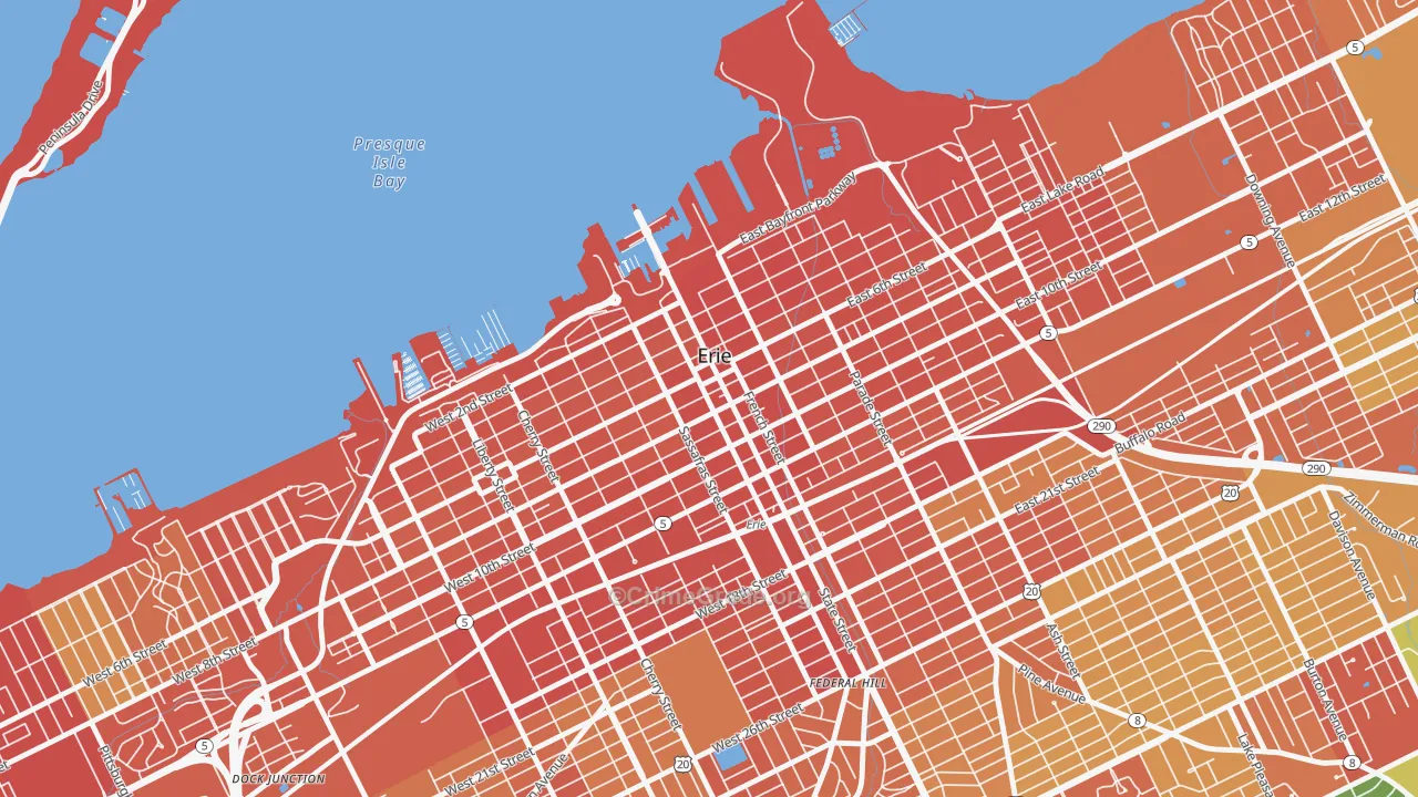 Downtown Erie, Erie, PA Map of Drug-Related Crime Rates