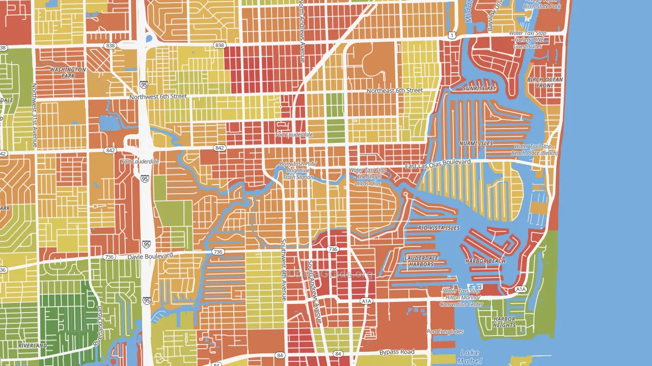 Downtown Fort Lauderdale, Fort Lauderdale, FL Map of Drug-Related Crime Rates