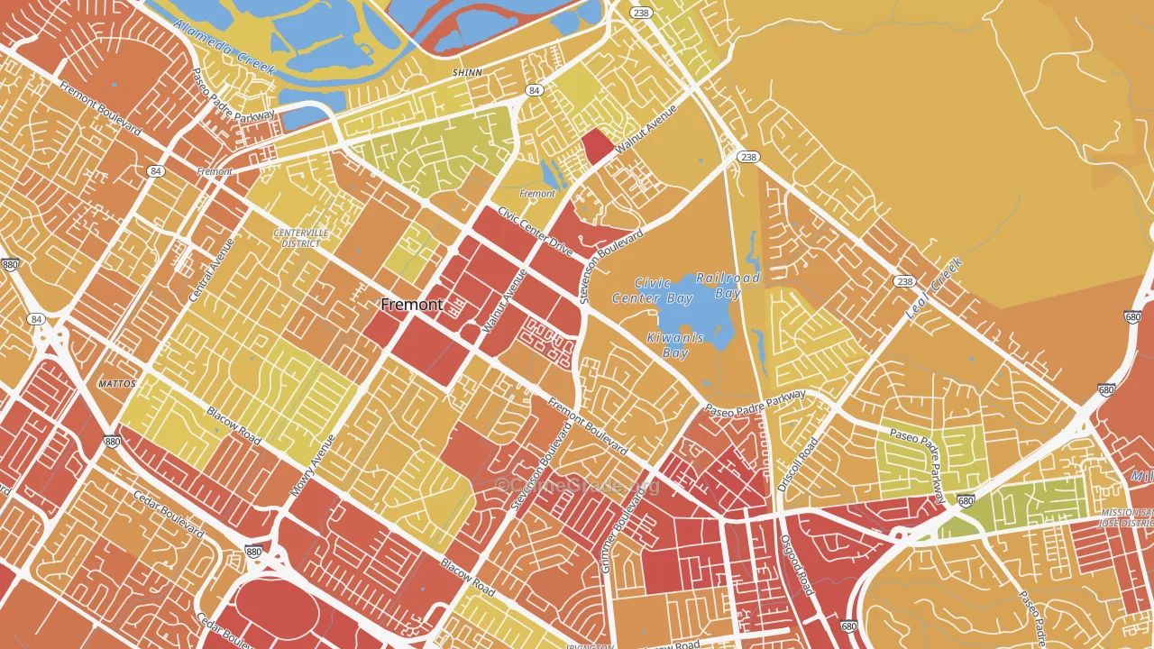 Downtown Fremont, Fremont, CA Map of Drug-Related Crime Rates