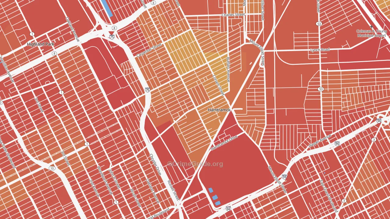 Downtown Hamtramck, Hamtramck, MI Map of Drug-Related Crime Rates