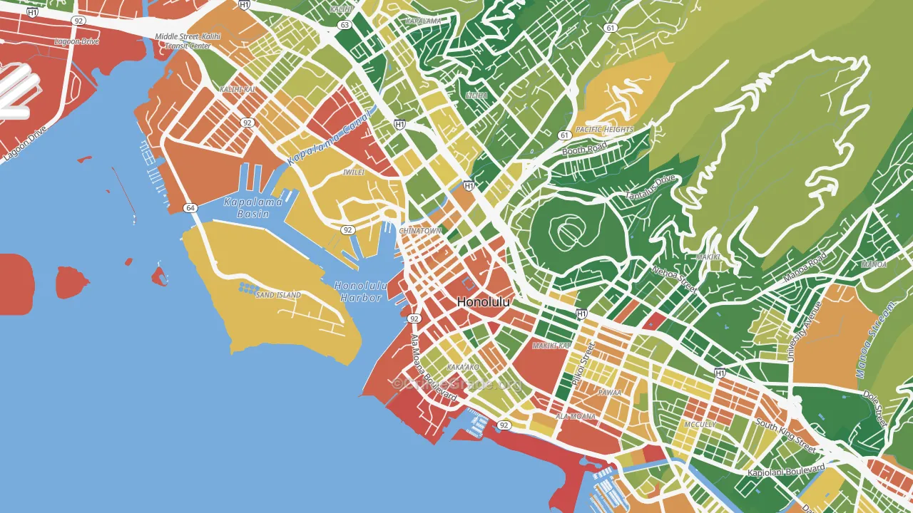 Downtown, Honolulu, HI Map of Drug-Related Crime Rates