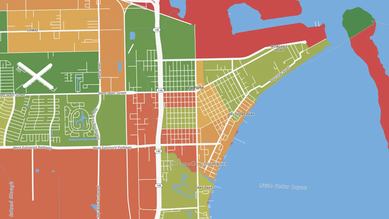 Downtown La Porte, La Porte, TX Map of Drug-Related Crime Rates
