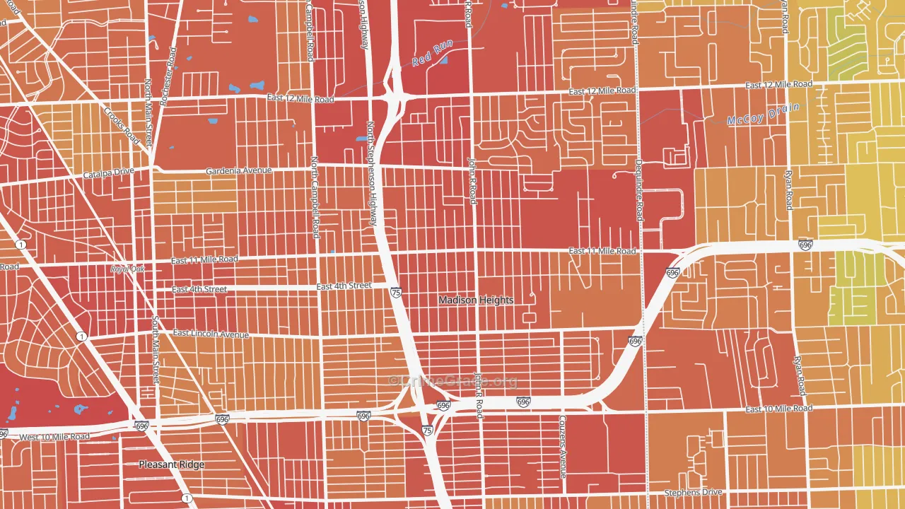 Downtown Madison Heights, Madison Heights, MI Map of Drug-Related Crime Rates