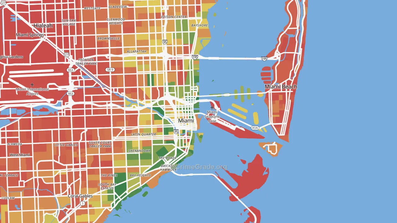 Downtown Miami, Miami, FL Map of Drug-Related Crime Rates