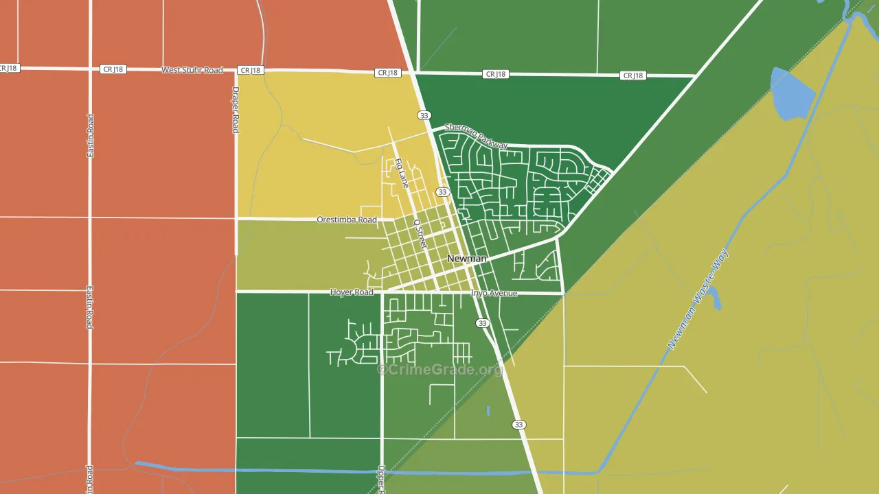 Downtown Newman, Newman, CA Map of Drug-Related Crime Rates