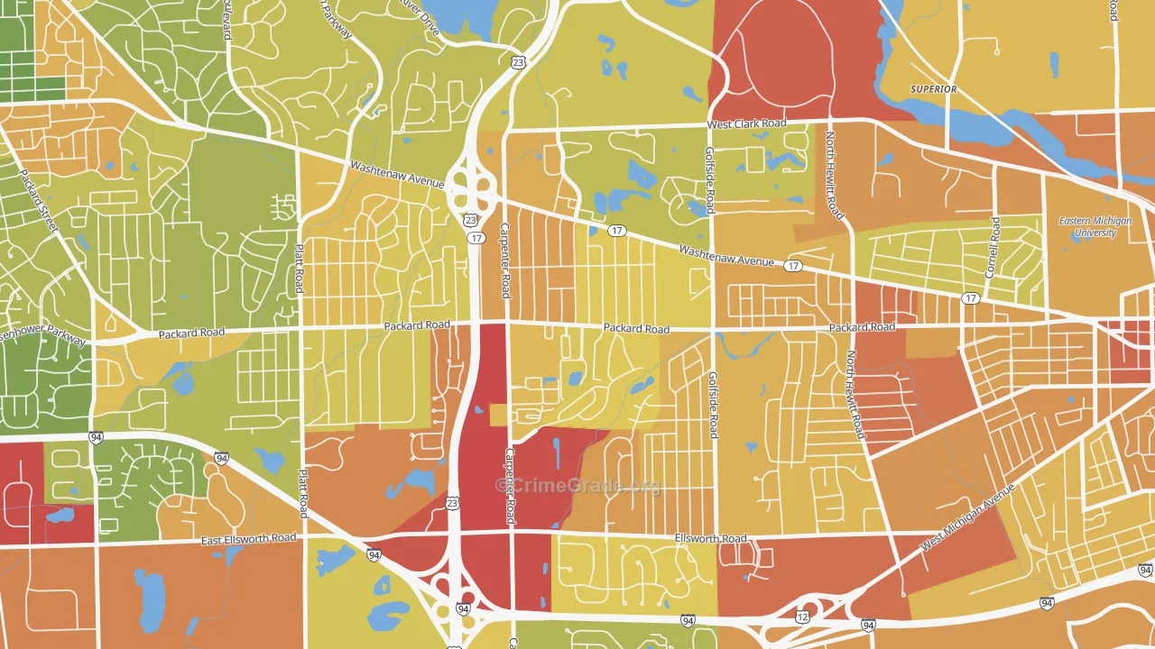 Downtown Pittsfield, Ann Arbor, MI Map of Drug-Related Crime Rates