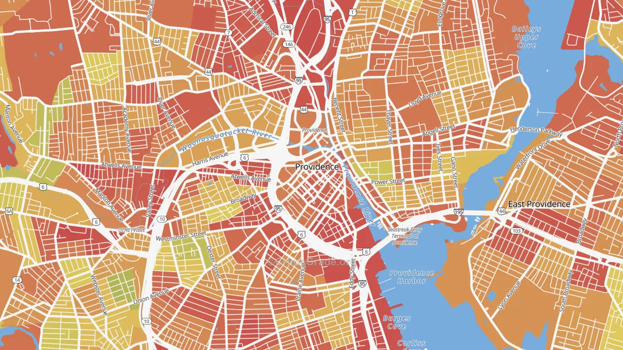Downtown, Providence, RI Map of Drug-Related Crime Rates