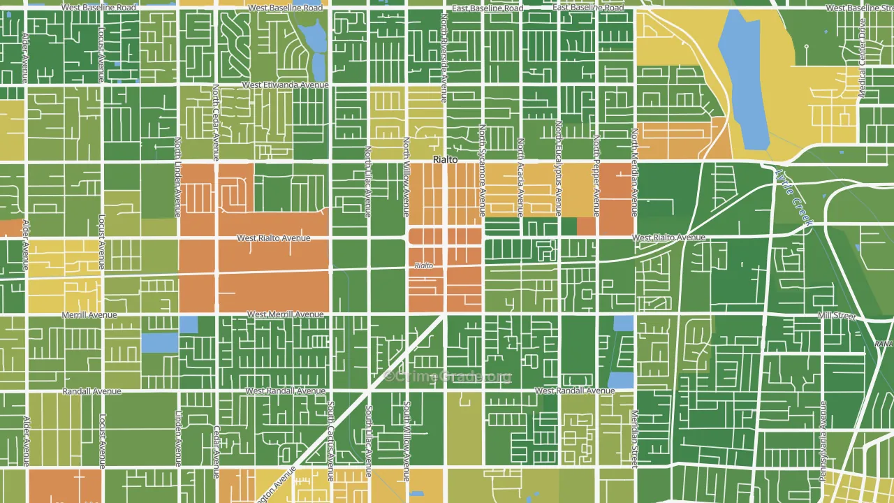 Downtown Rialto, Rialto, CA Map of Drug-Related Crime Rates