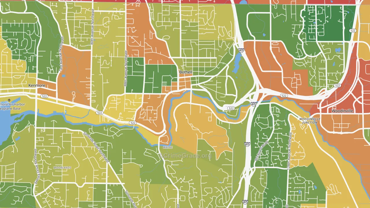 Downtown Riverfront-190th, Bothell, WA Map of Drug-Related Crime Rates