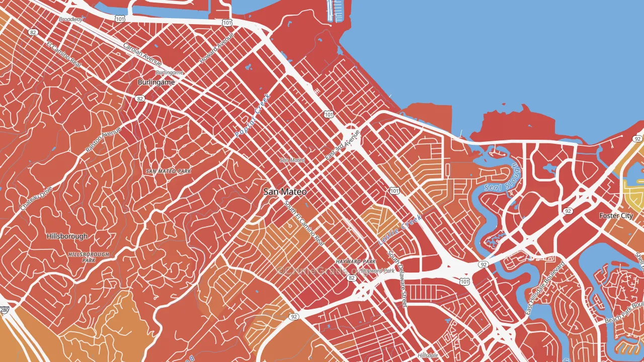 Downtown San Mateo, San Mateo, CA Map of Drug-Related Crime Rates