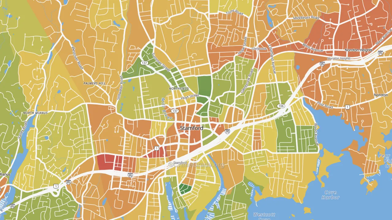 Downtown Stamford, Stamford, CT Map of Drug-Related Crime Rates