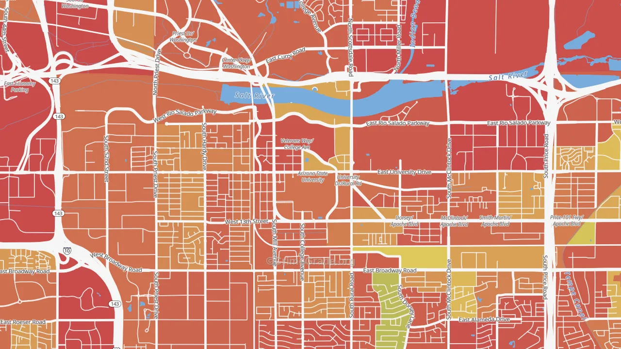 Downtown Tempe, Tempe, AZ Map of Drug-Related Crime Rates