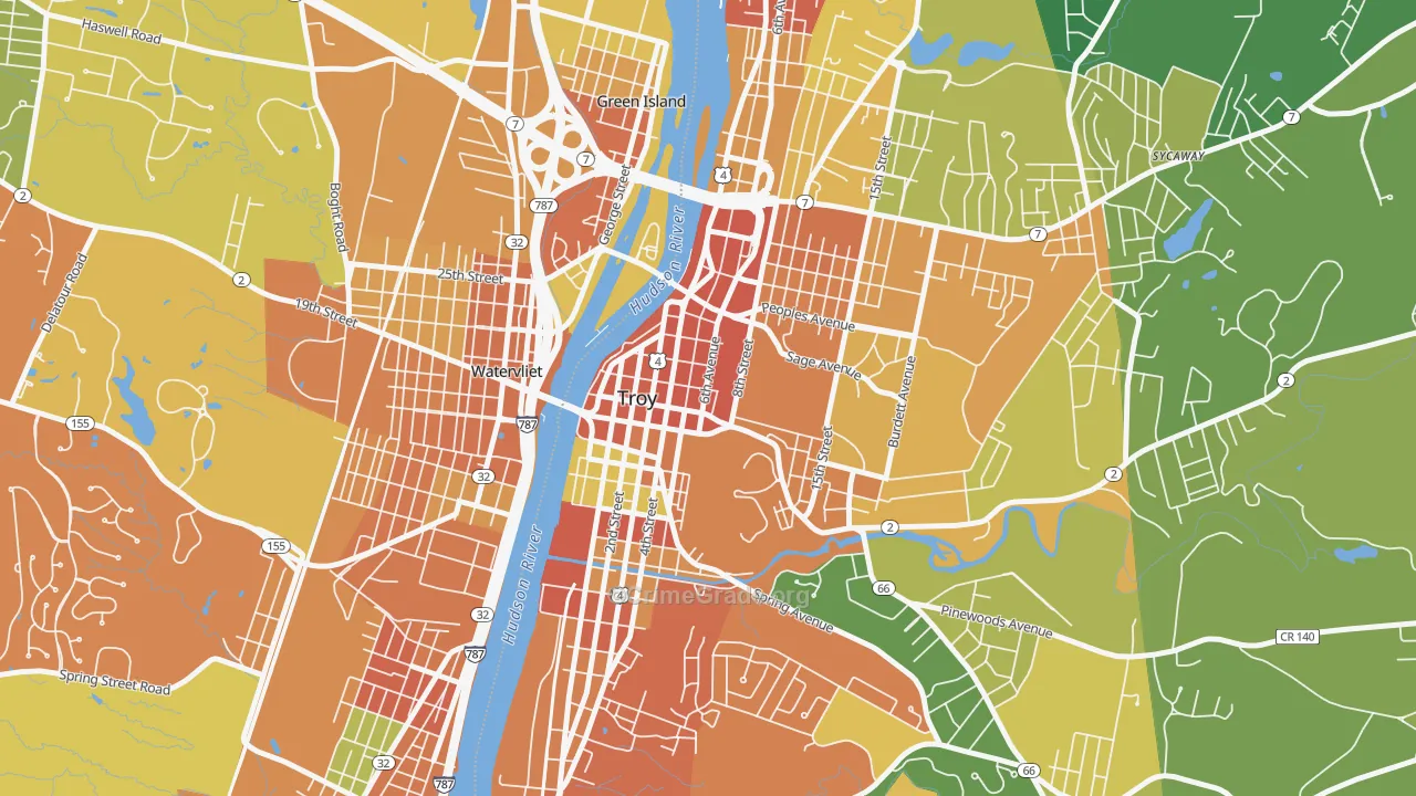 Downtown Troy, Troy, NY Map of Drug-Related Crime Rates