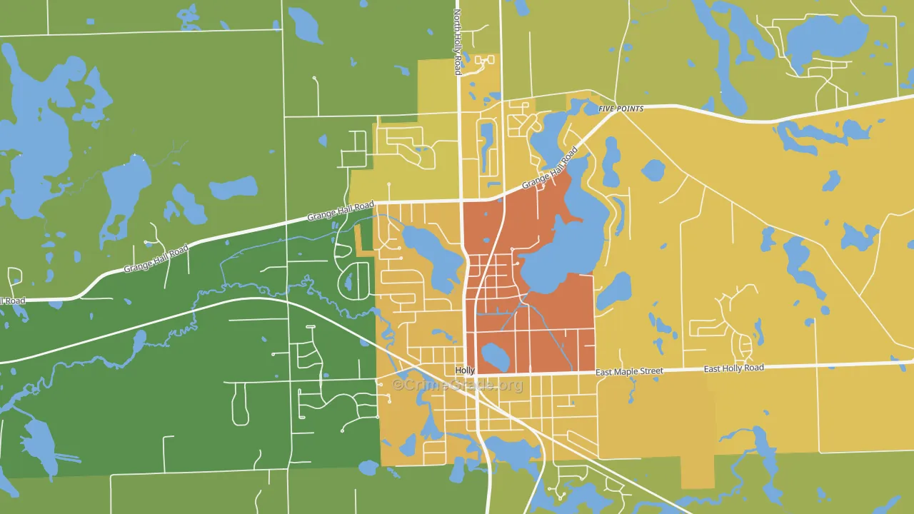 Downtown Village of Holly, Holly, MI Map of Drug-Related Crime Rates