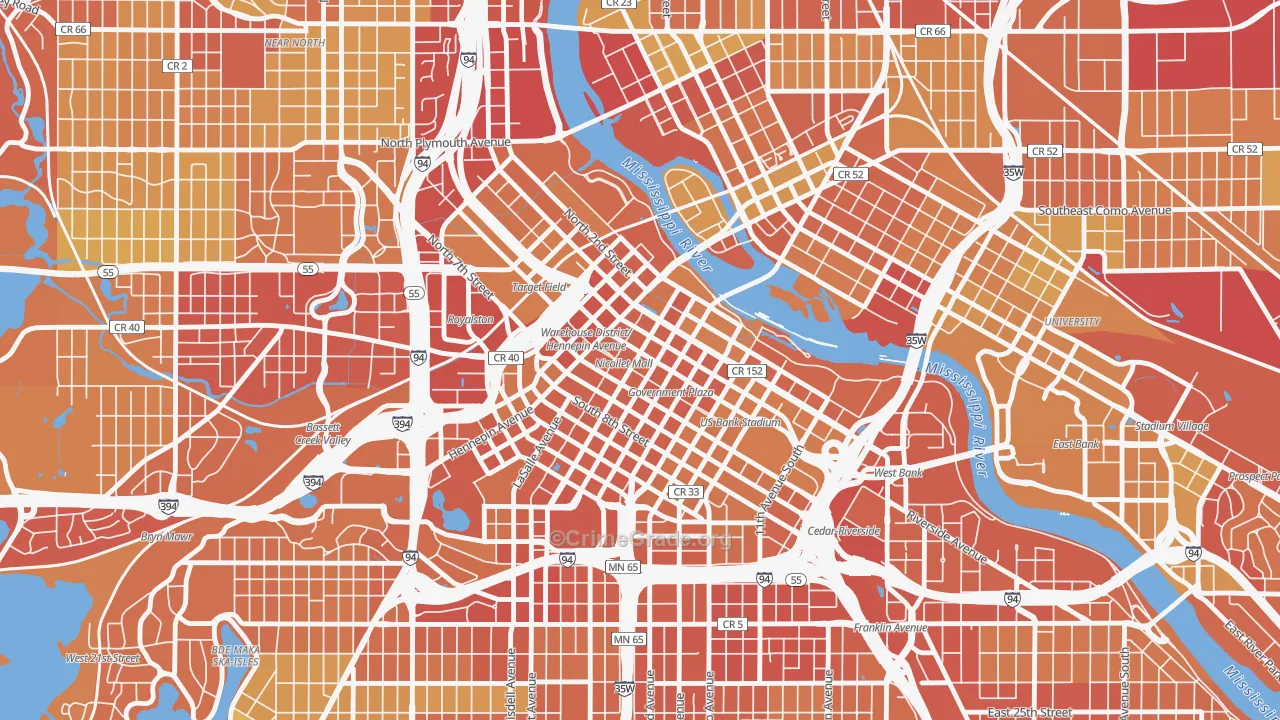 Downtown West, Minneapolis, MN Map of Drug-Related Crime Rates