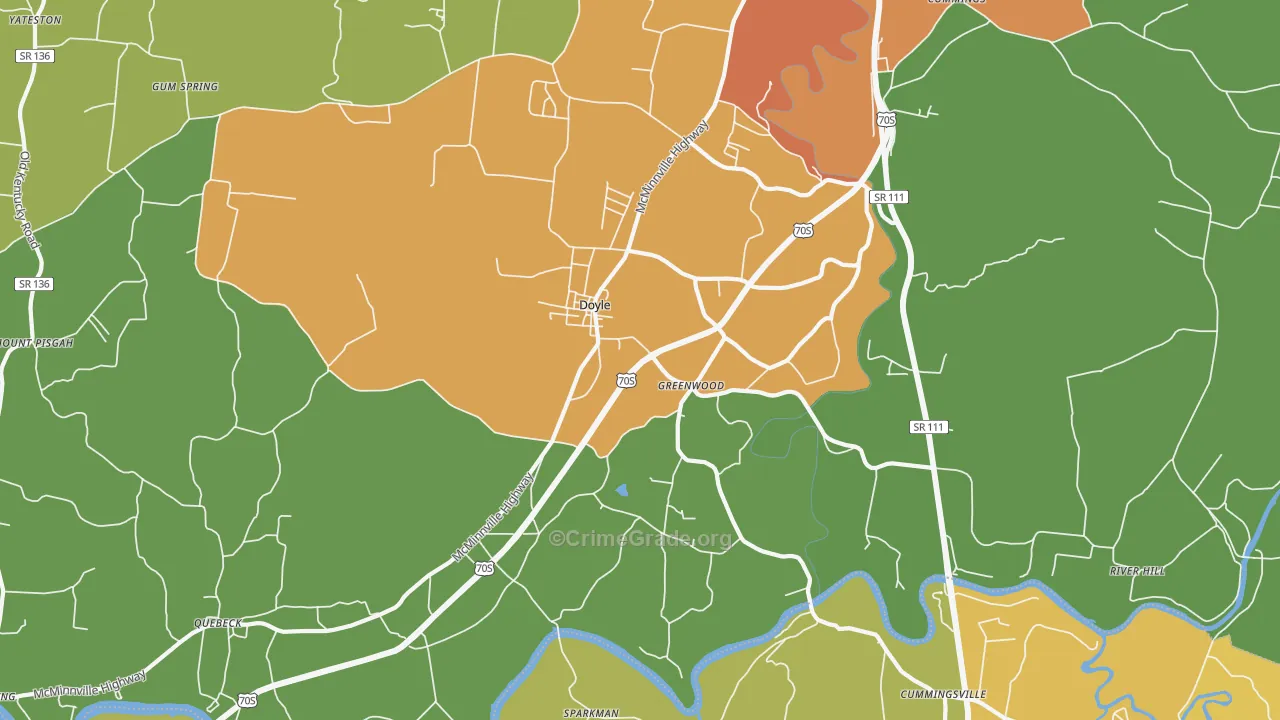 Doyle, TN Map of Drug-Related Crime Rates