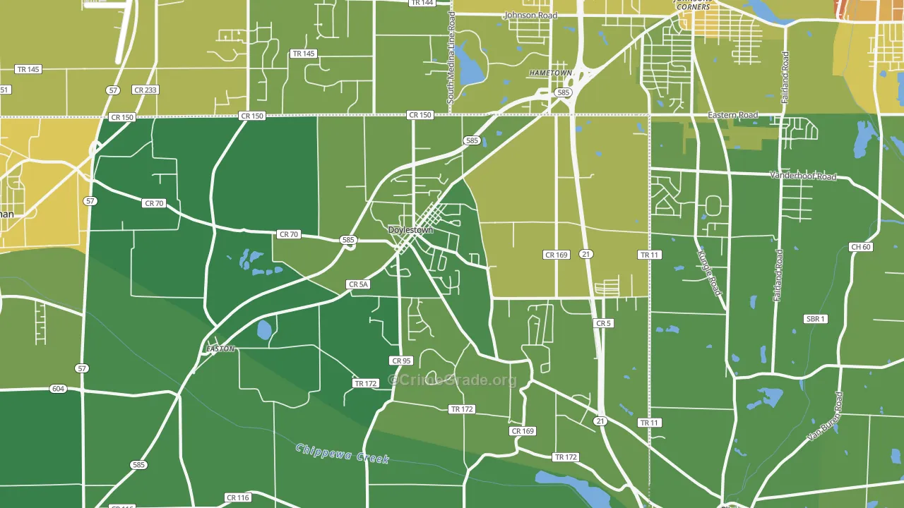 Doylestown, OH Map of Drug-Related Crime Rates