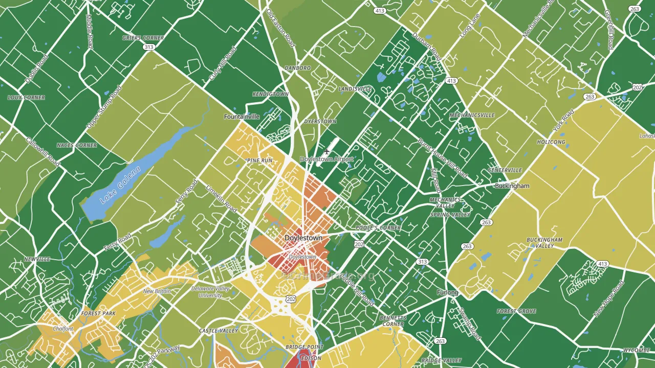Doylestown, PA Map of Drug-Related Crime Rates