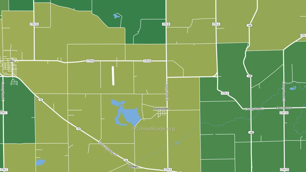 Doylestown, WI Map of Drug-Related Crime Rates