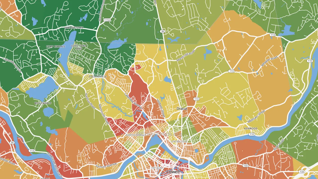 Dracut, MA Map of Drug-Related Crime Rates