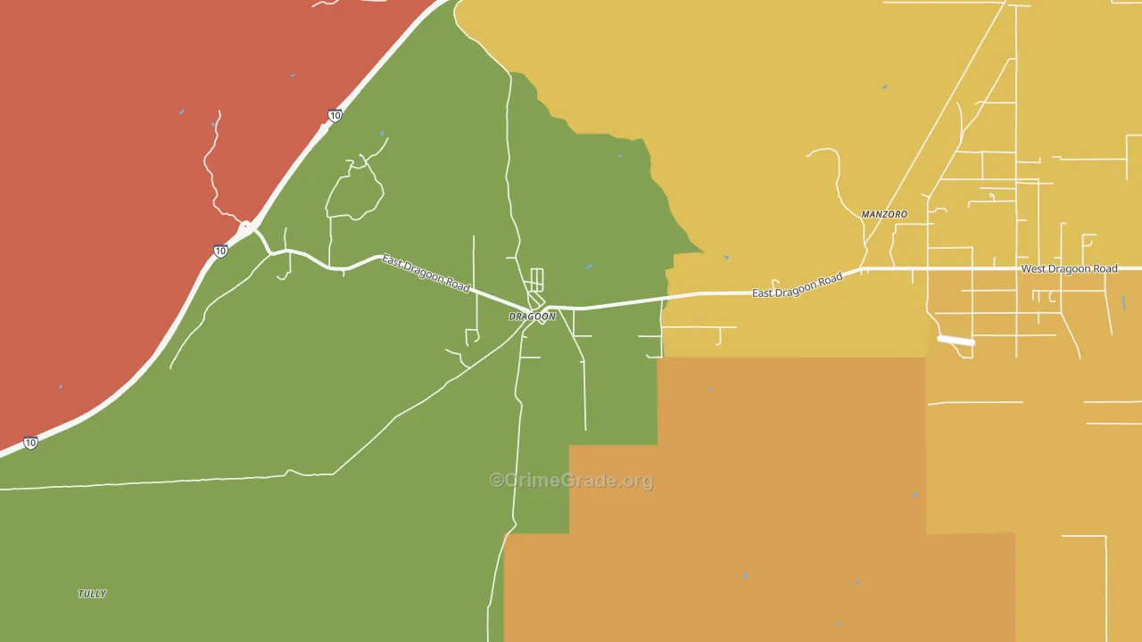 Dragoon, AZ Map of Drug-Related Crime Rates