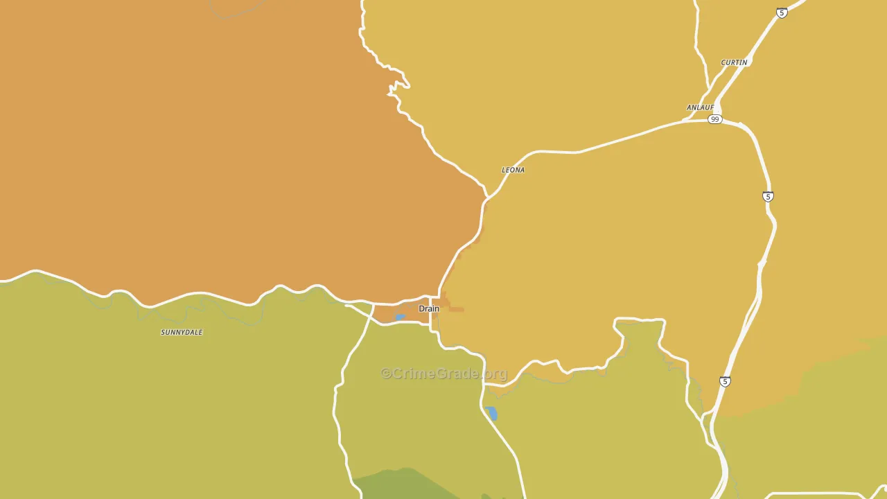 Drain, OR Map of Drug-Related Crime Rates