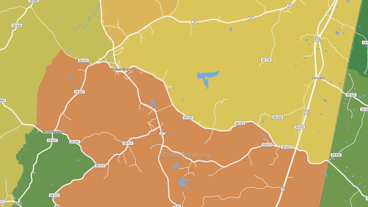 Drakes Branch, VA Map of Drug-Related Crime Rates