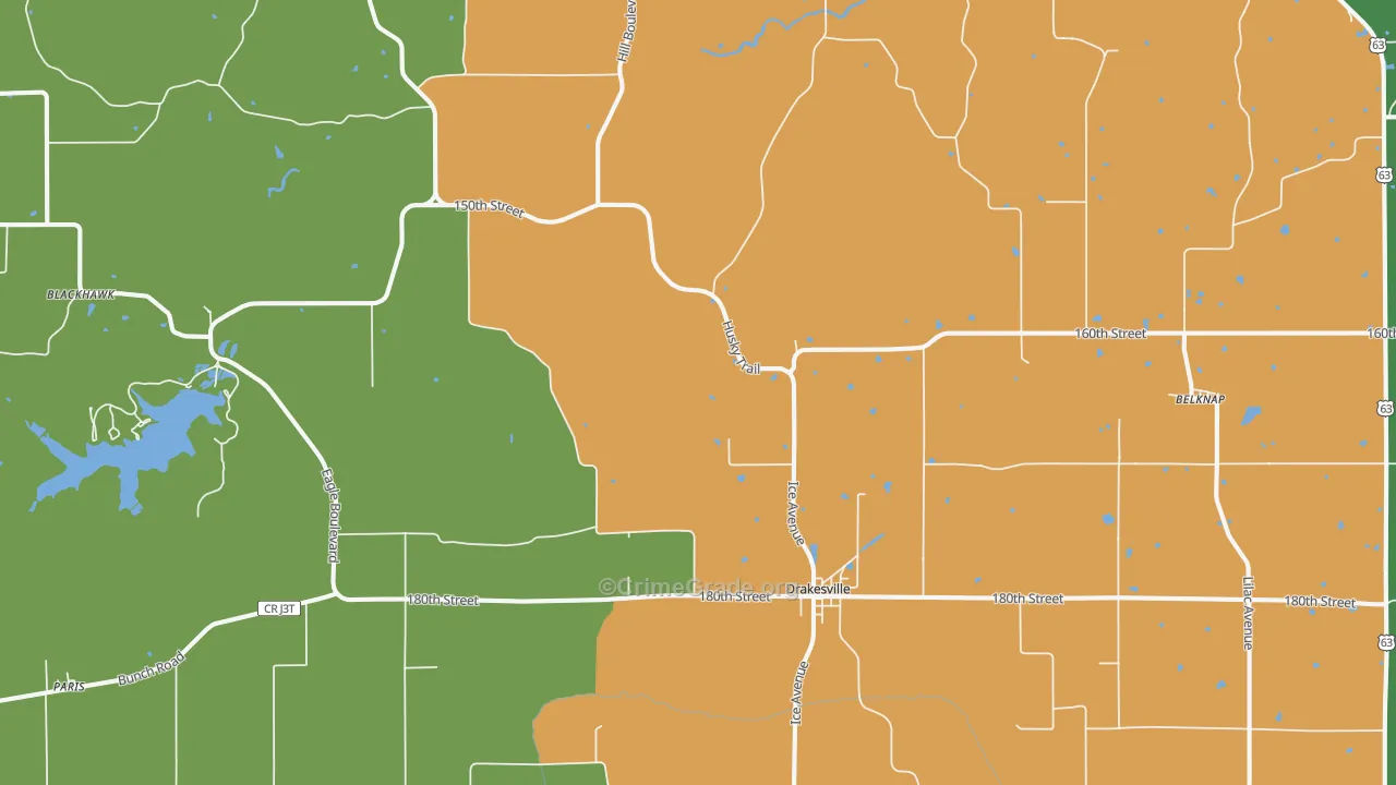 Drakesville, IA Map of Drug-Related Crime Rates