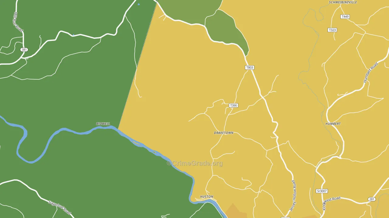 Draketown, PA Map of Drug-Related Crime Rates
