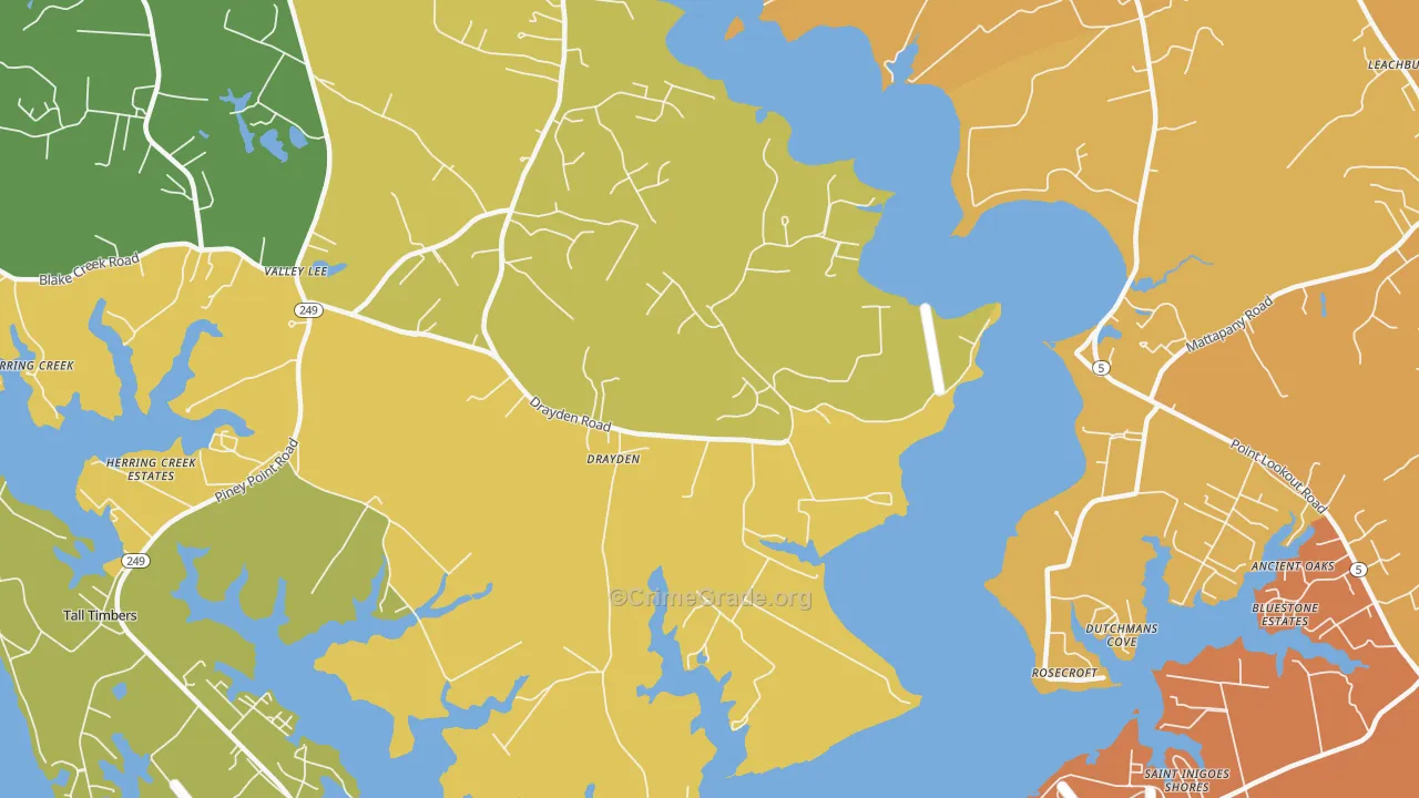 Drayden, MD Map of Drug-Related Crime Rates