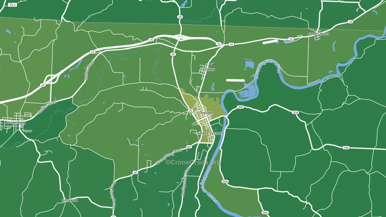 Dresden, OH Map of Drug-Related Crime Rates