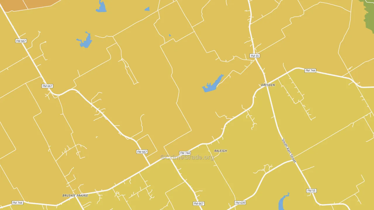 Dresden, TX Map of Drug-Related Crime Rates