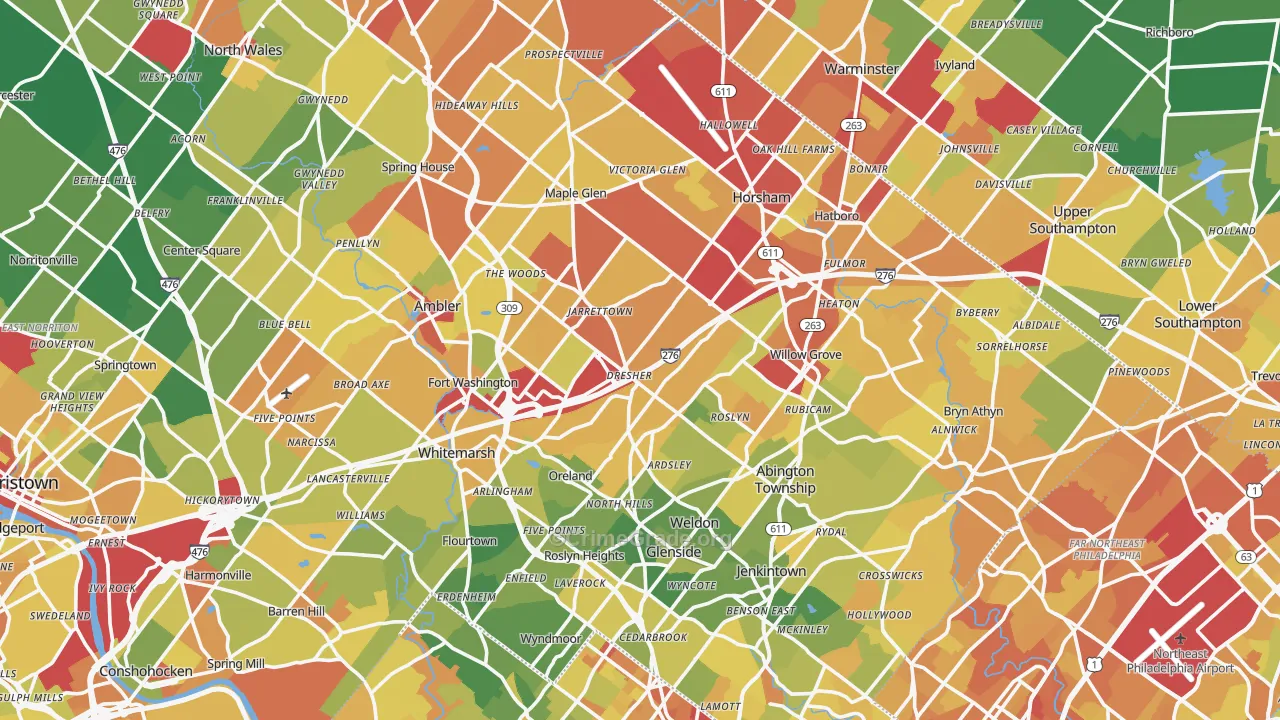 Dresher, PA Map of Drug-Related Crime Rates